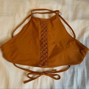 Aerie Orange Halter Bikini Top